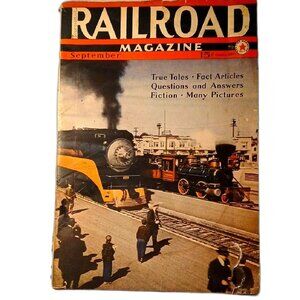 Vintage Railroad Magazine Pulp Fiction 1941 Sept Locomotives WWII Collectible